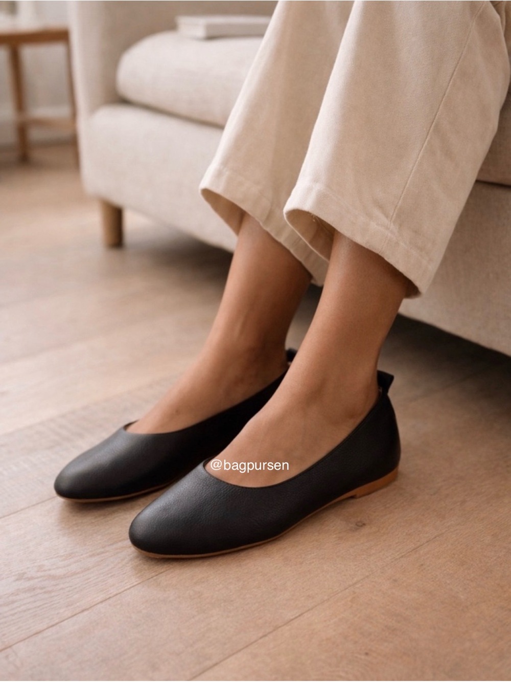 Everlane Day Glove Flats Black Pebbled Leather Slip On Shoes Size 9.5 New Chic